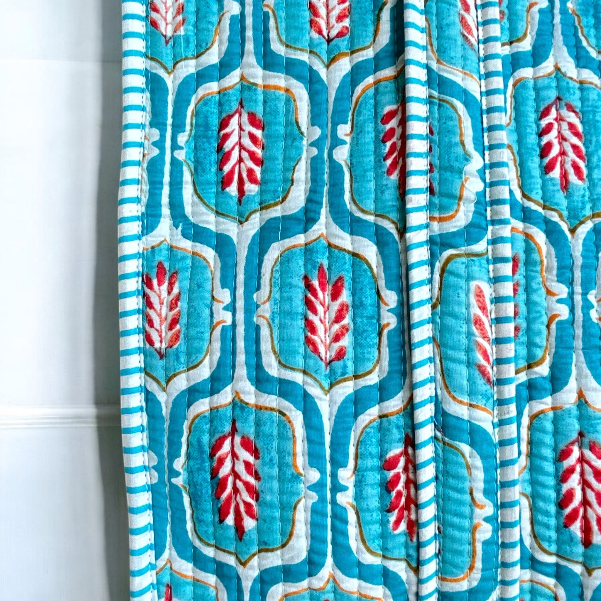 Ogee Aqua Quilted Tote Bag